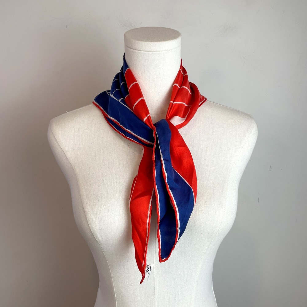 Vintage Vera Silk Scarf Hand Rolled Japan Square Geometric Mod Parisian MCM